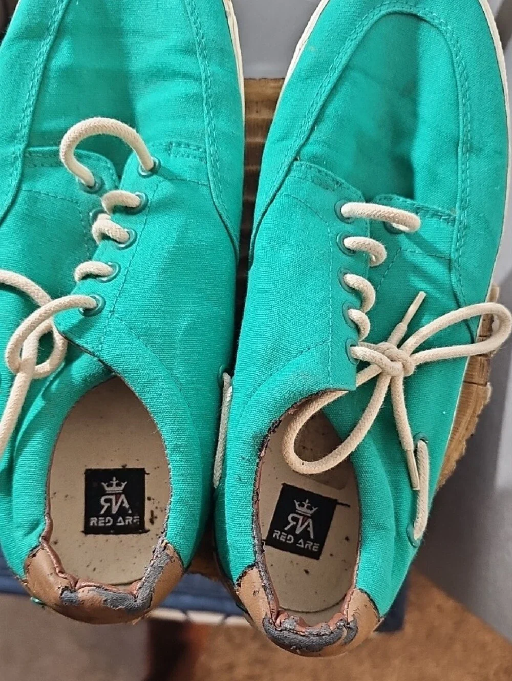 Men's Canvas Boat Shoes in Teal with Contrast Laces
